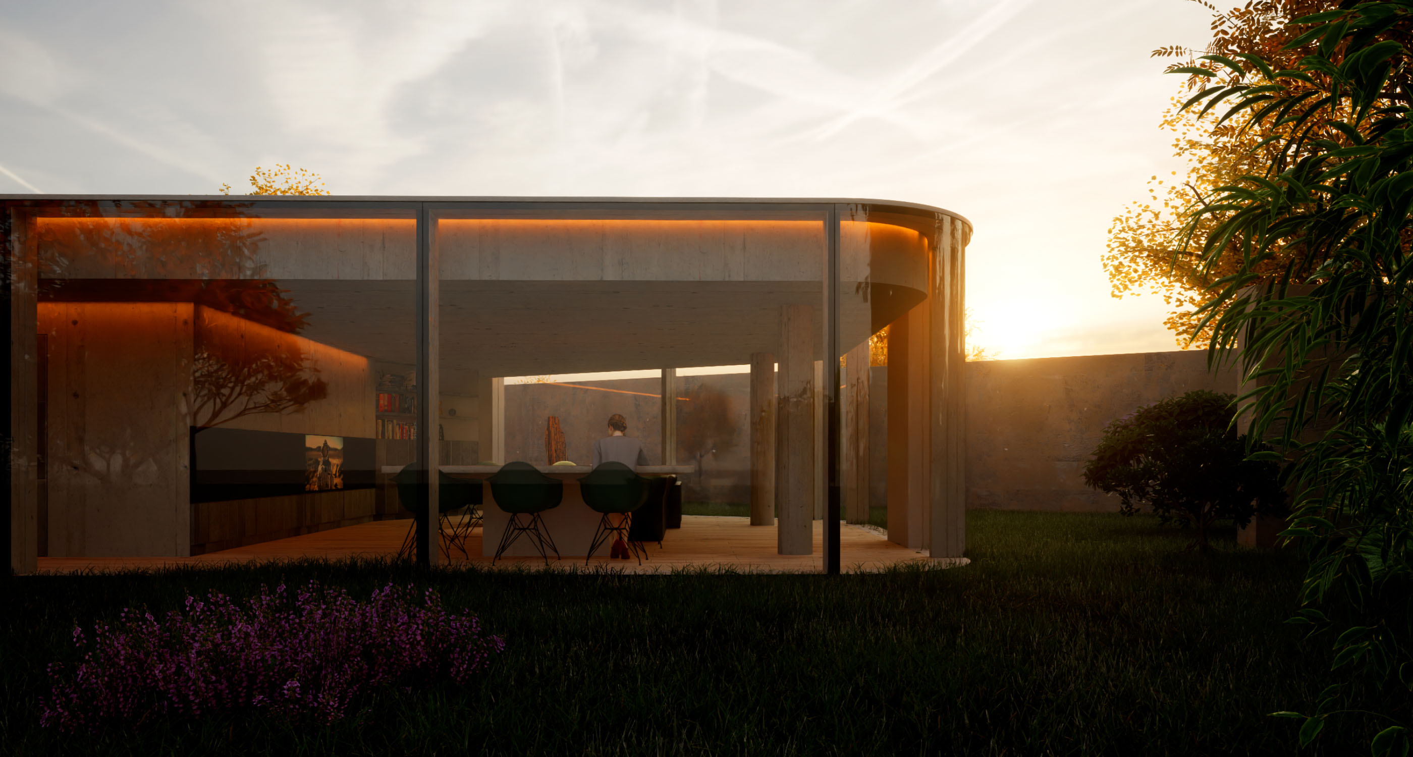 Warm Dim space at sunset